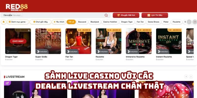 Sảnh Live Casino hấp dẫn qua dealer livestream chân thật